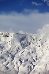 Image showing View on sunlight off-piste slope