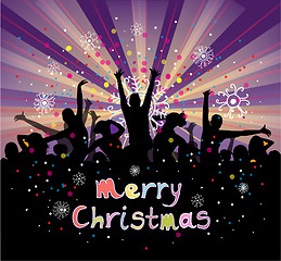 Image showing Set of group peoples dance vector. Christmas flyer