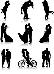 Image showing Romantic couples silhouettes