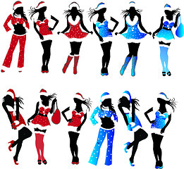 Image showing Set of Christmas girls-vector