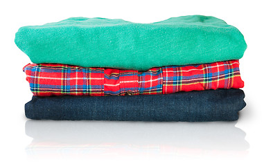 Image showing Stack Of Multicolored Casual Clothes