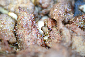 Image showing fresh ripe roasted beef meat with onion