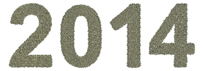 Image showing number 2014 made of old and dirty microprocessors