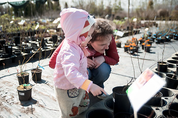 Image showing Family in saplings shop