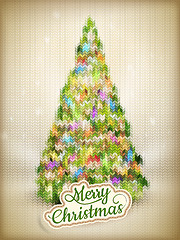 Image showing Christmas label on a knitted background. EPS 10