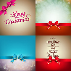 Image showing Christmas decoration Set - ribbon bow with bokeh