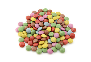 Image showing Colourful sugar-coated chocolate beans