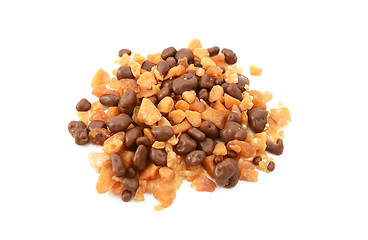 Image showing Chocolate and honeycomb pieces for dessert toppings