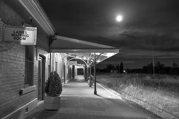 Image showing Cowra Railway Station under a full moon