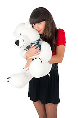 Image showing Pretty girl with bear toy