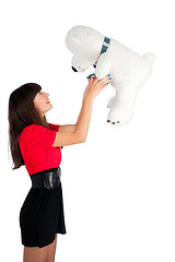 Image showing Pretty girl with bear toy