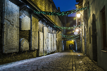 Image showing Decorated for Christmas Street in Tallinn