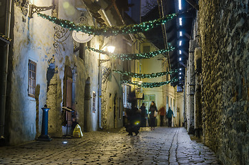 Image showing Decorated for Christmas Street in Tallinn