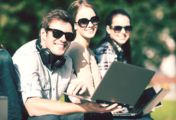 Image showing students or teenagers with laptop computers