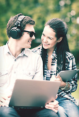 Image showing students or teenagers with laptop computers