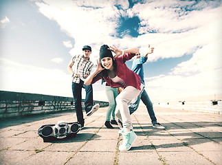 Image showing group of teenagers dancing