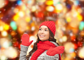 Image showing smiling young woman in winter clothes