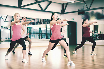 Image showing group of smiling people exercising in the gym