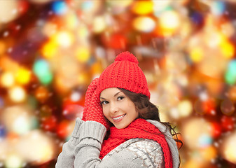 Image showing smiling young woman in winter clothes