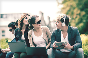 Image showing students or teenagers with laptop computers