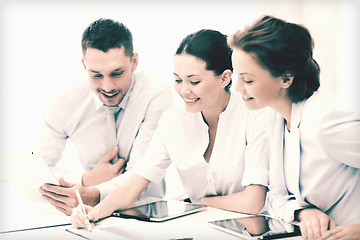 Image showing business team working with tablet pcs