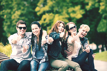 Image showing group of students or teenagers showing thumbs up