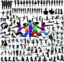 Image showing Vector set of 100 very detailed people silhouettes