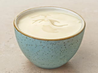 Image showing bowl of peach yogurt