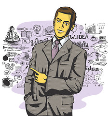 Image showing Vector Business Man Show Something With Finger