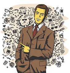 Image showing Vector Business Man Show Something With Finger