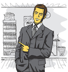Image showing Vector Business Man Show Something With Finger