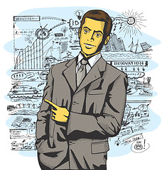 Image showing Vector Business Man Show Something With Finger