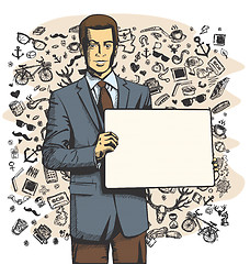 Image showing Vector Business Man with Empty Write Board