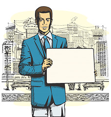 Image showing Vector Business Man with Empty Write Board