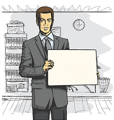 Image showing Vector Business Man with Empty Write Board