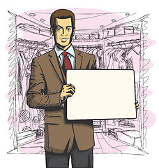 Image showing Vector Business Man with Empty Write Board