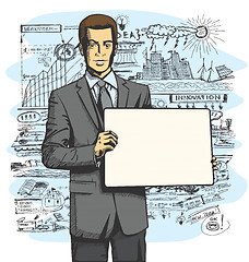 Image showing Vector Business Man with Empty Write Board