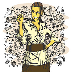 Image showing Vector Business Woman Writing Something