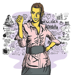 Image showing Vector Business Woman Writing Something