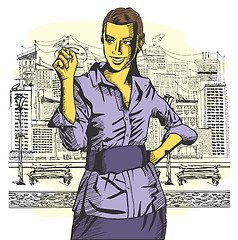 Image showing Vector Business Woman Writing Something