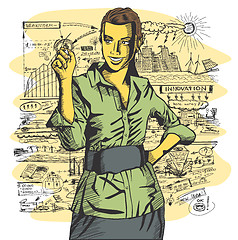 Image showing Vector Business Woman Writing Something