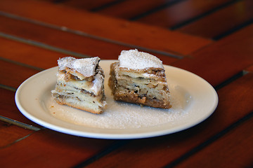 Image showing Two pieces of baklava on the plate