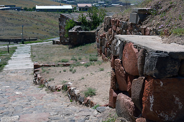 Image showing Remnants of the ancient street in Erebuni, with cuneiform table