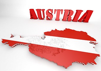 Image showing map illustration of Austria with flag