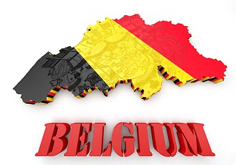 Image showing map illustration of Belgium with flag