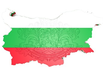 Image showing map illustration of Bulgaria with flag