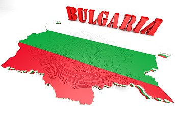 Image showing map illustration of Bulgaria with flag