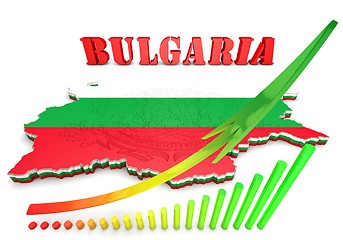 Image showing map illustration of Bulgaria with flag