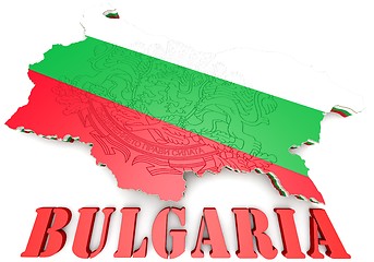 Image showing map illustration of Bulgaria with flag