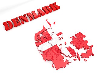 Image showing map illustration of Denmark with flag
